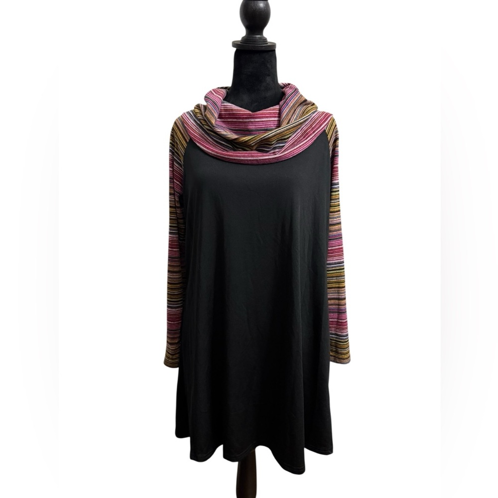 Man Xi Shang Womens Cowl Neck Long Sleeve Striped Top - Size L